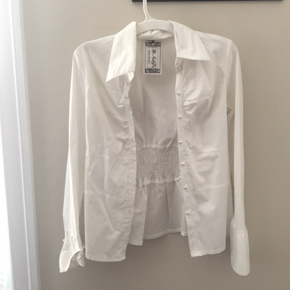 White ruched blouse